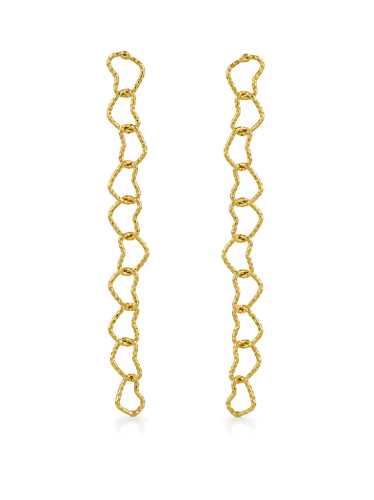 Brinco corações folheado a ouro 18k