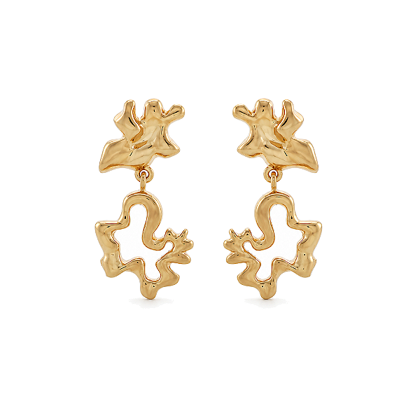 Brinco orgânico folheado a ouro 18k