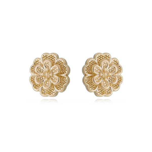 Brinco flor folheado a ouro 18k