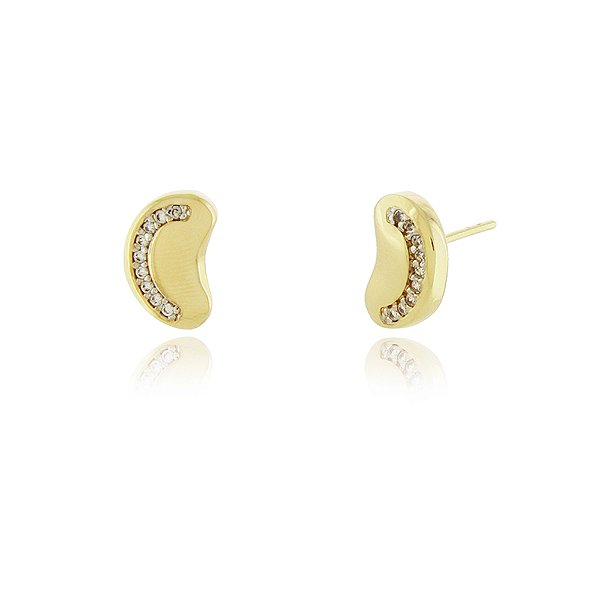 Brinco Abaulado com zircônia folheado a ouro 18k