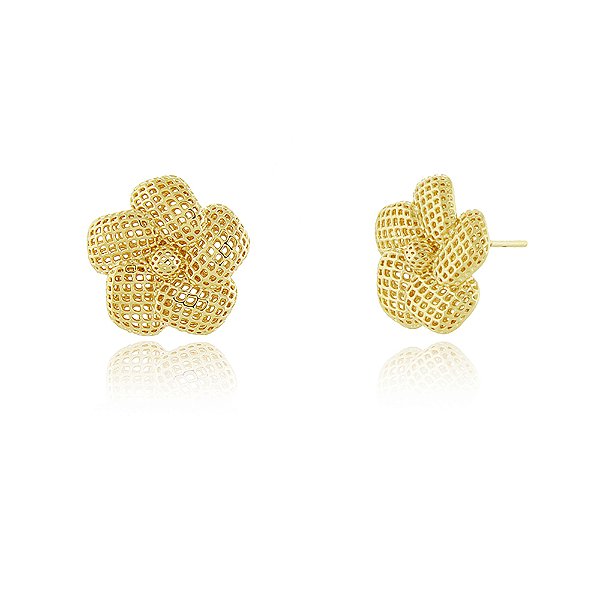 Brinco Flor Telada folheado a ouro 18k