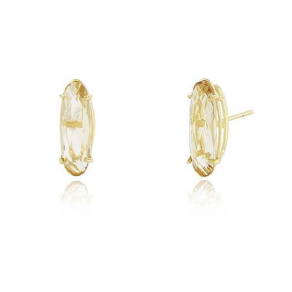Brinco oval folheado a ouro 18k