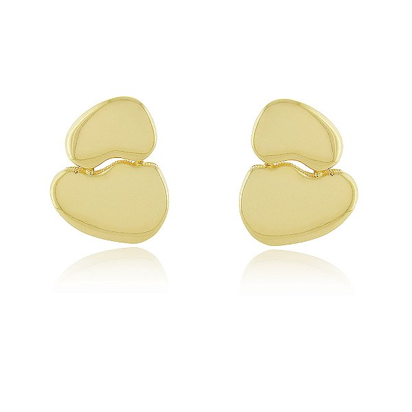 Brinco orgânico liso folheado a ouro 18k