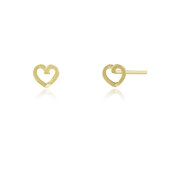 Brinco coração pequeno folheado a ouro 18k