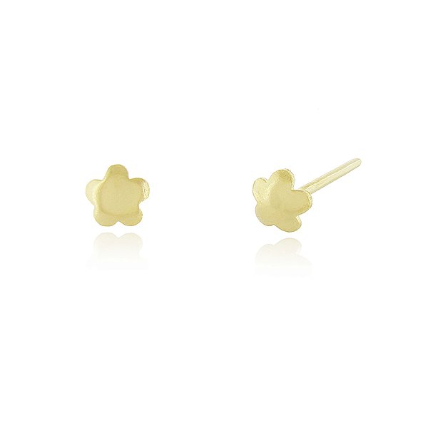 Brinco flor mini para segundo furo folheado a ouro 18k