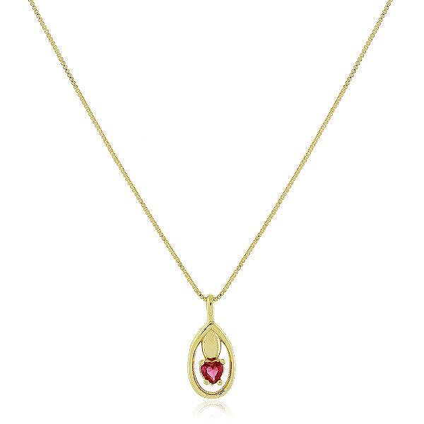 Gargantilha gota zircônia folheada a ouro 18k