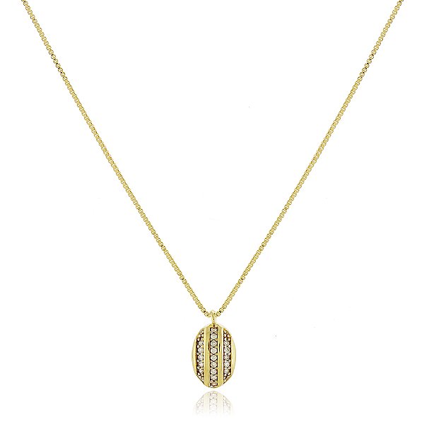 Gargantilha com zircônias folheada a ouro 18k