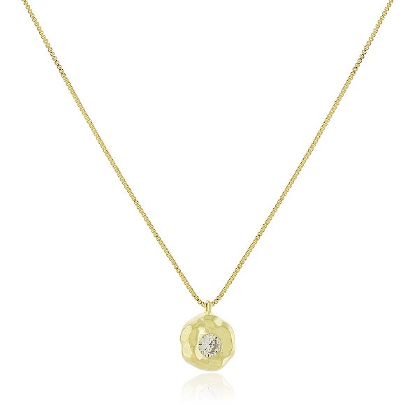 Gargantilha orgânica com zircônia folheada a ouro 18k