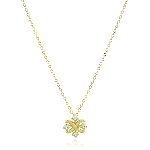 Gargantilha com zircônias folheada a ouro 18k