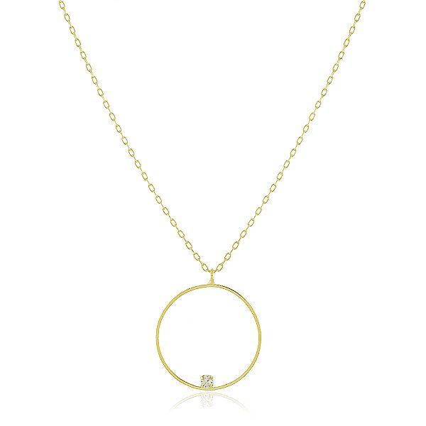 Gargantilha círculo com zircônia folheada a ouro 18k