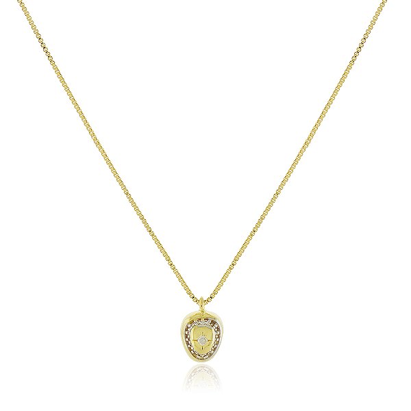 Gargantilha gomo com zircônias folheada a ouro 18k