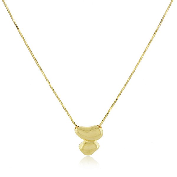 Gargantilha geométrico lisa folheada a ouro 18k