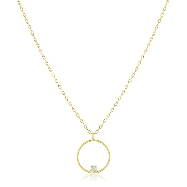 Gargantilha círculo pequeno com zircônia folheada a ouro 18k