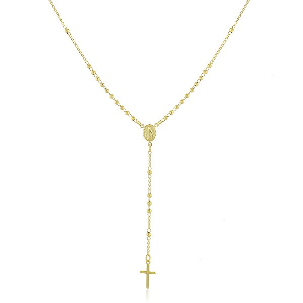 Gargantilha terço Nossa Sra. das Graças folheada a ouro 18k