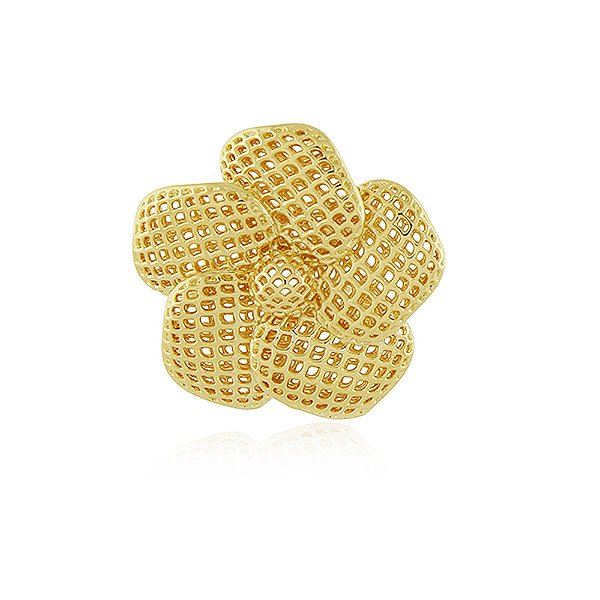 Pingente flor telado folheado a ouro 18k