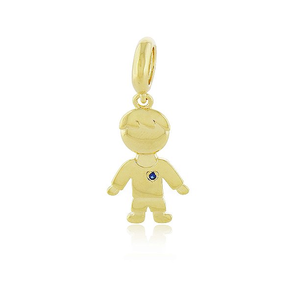 Pingente menino com zircônia folheado a ouro 18k