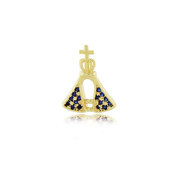 Pingente Nossa Sra. Aparecida com zircônias folheado a ouro 18k