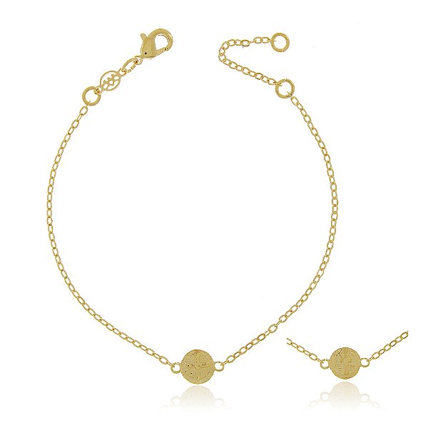 Pulseira São Bento pequeno folheada a ouro 18k