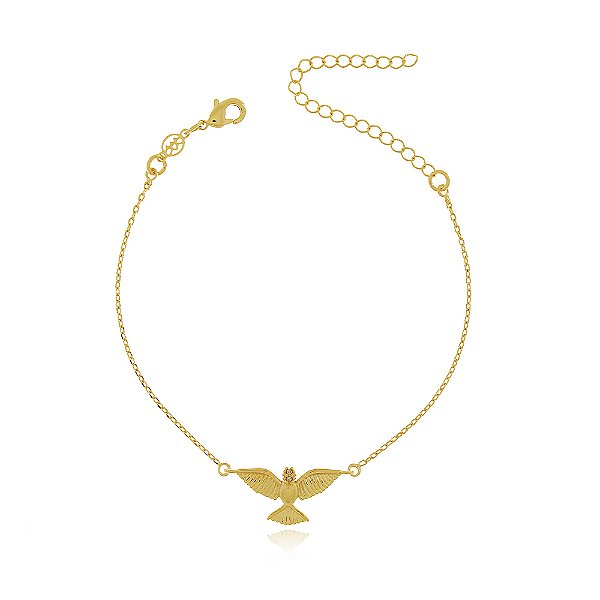 Pulseira Espírito Santo com zircônia folheada a ouro 18k