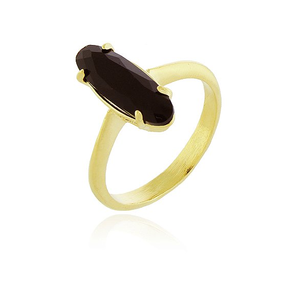 Anel com pedra oval folheado a ouro 18k