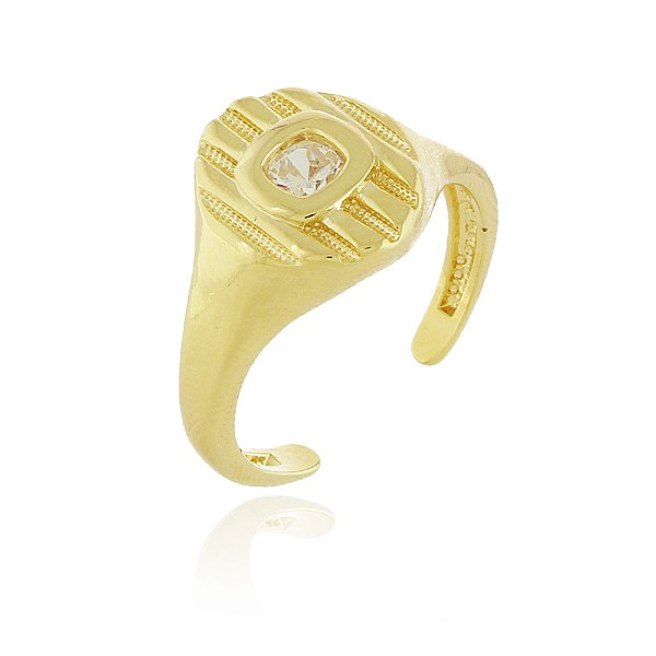 Anel dedinho com zircônia folheado a ouro 18k