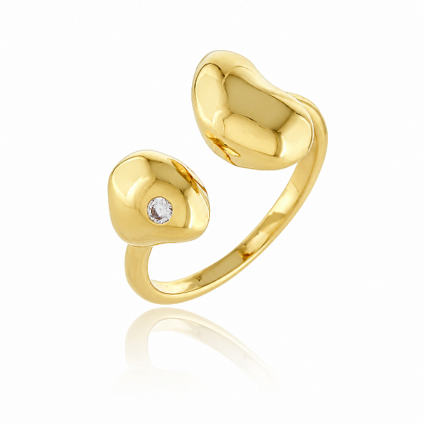 Anel aberto orgânico folheado a ouro 18k