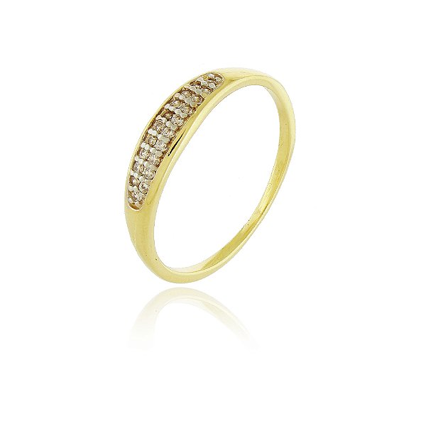Anel fino com zircônia folheado a ouro 18k