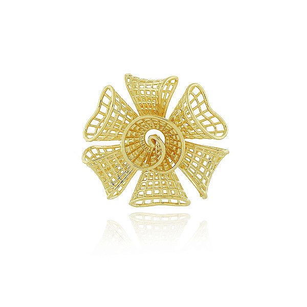 Pingente flor telado folheado a ouro 18k
