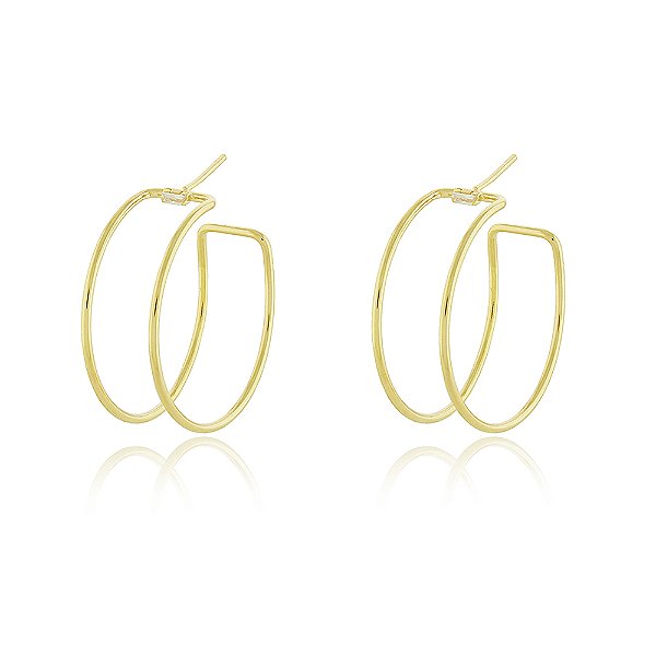 Argola dupla folheada a ouro 18k