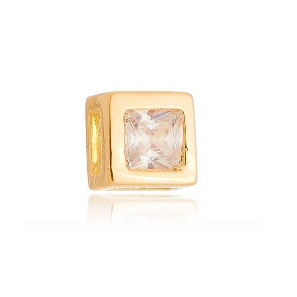 Pingente quadrado com zircônia folheado a ouro 18k