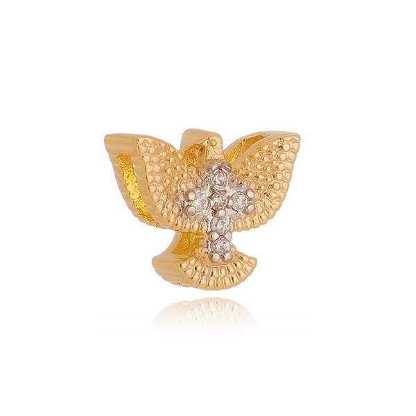 Pingente Espírito Santo com zircônias folheado a ouro 18k