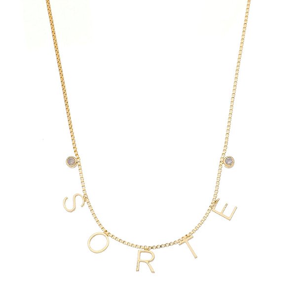 Gargantilha Sorte com zircônia folheada a ouro 18k
