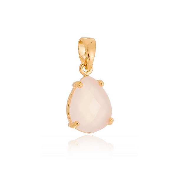 Pingente gota leitosa folheado a ouro 18k