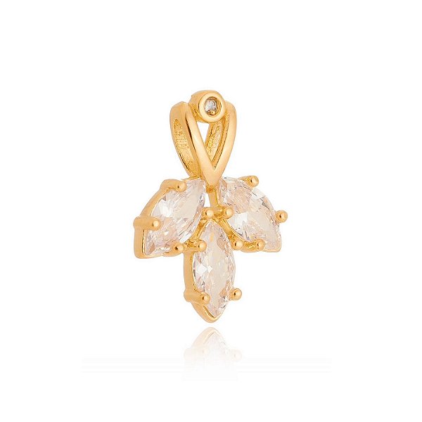 Pingente com zircônias folheado a ouro 18k