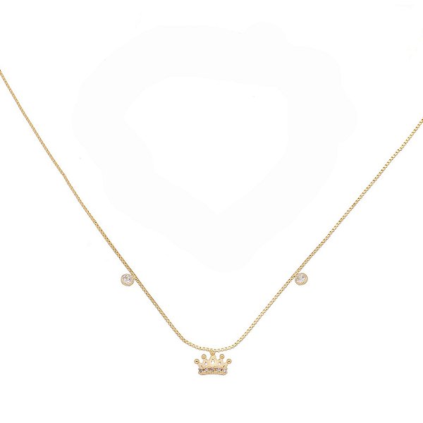 Gargantilha coroa com zircônia folheada a ouro 18k