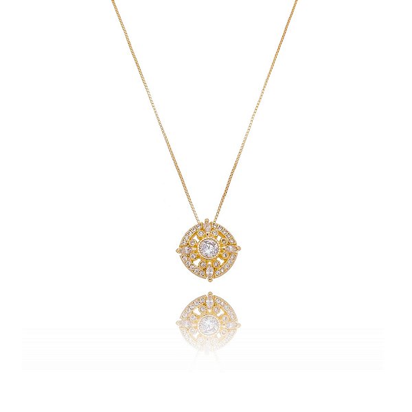 Gargantilha com zircônia folheada a ouro 18k