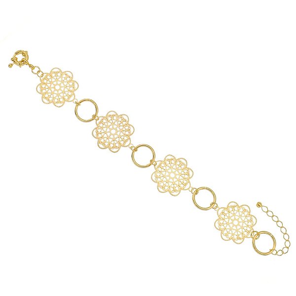 Pulseira trabalhada folheada a ouro 18k
