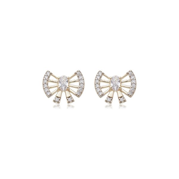 Brinco com zircônias folheado a ouro 18k