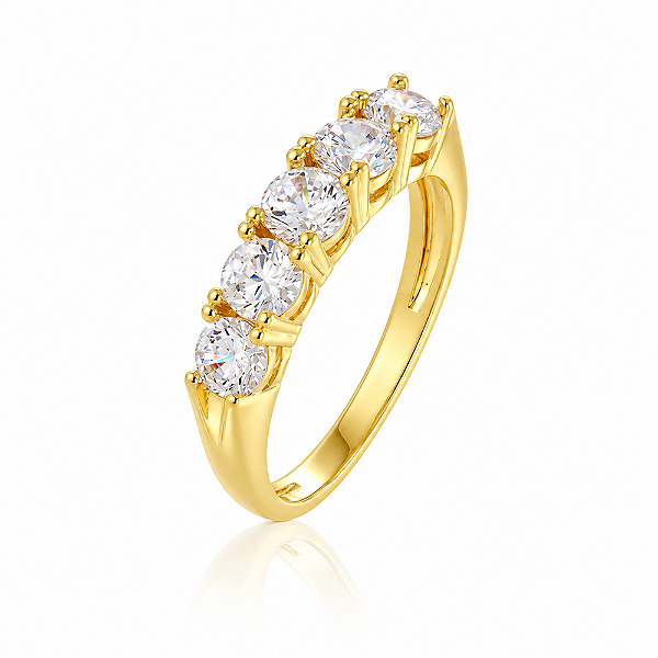 Meia aliança com zircônias folheado a ouro 18k