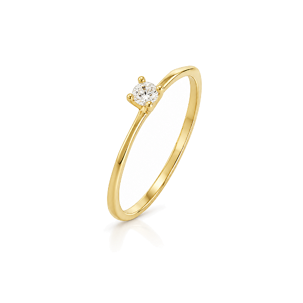 Anel solitário com zircônias folheado a ouro 18k