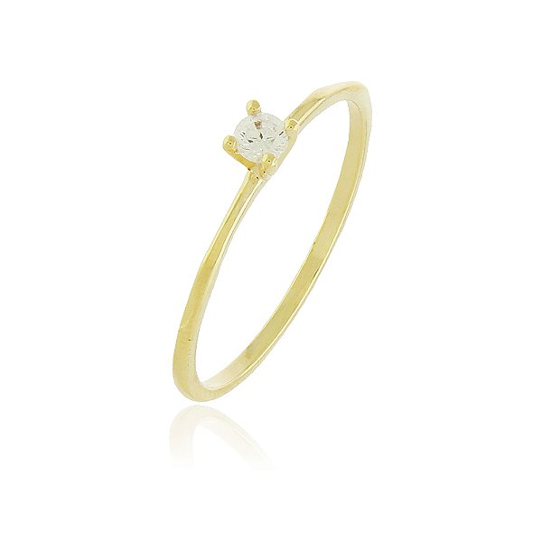 Anel solitário com zircônias folheado a ouro 18k