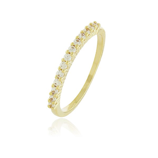 Meia aliança com zircônia folheada a ouro 18k