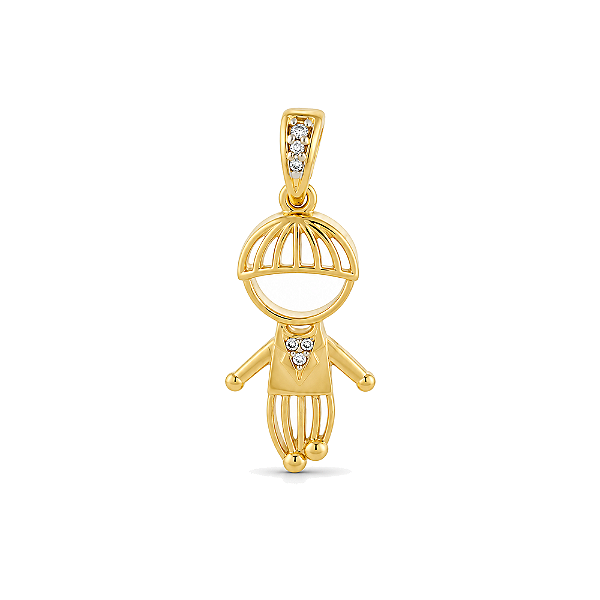 Pingente menino com zircônias folheado a ouro 18k