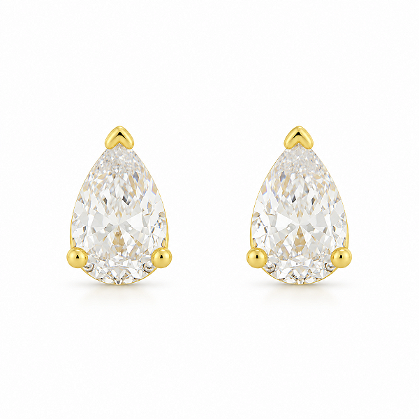 Brinco gota com zircônias folheado a ouro 18k
