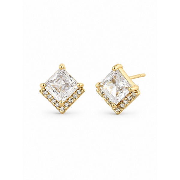 Brinco com zircônias folheado a ouro 18k