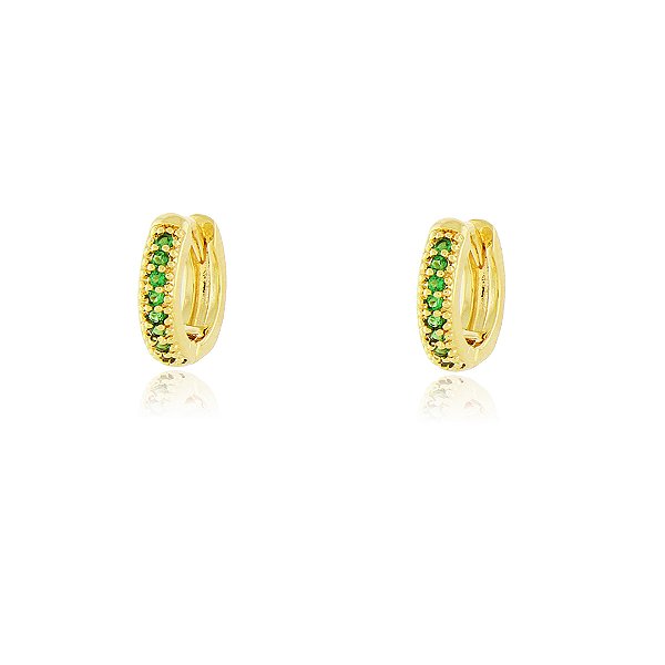 Argola pequena com zircônias folheada a ouro 18k