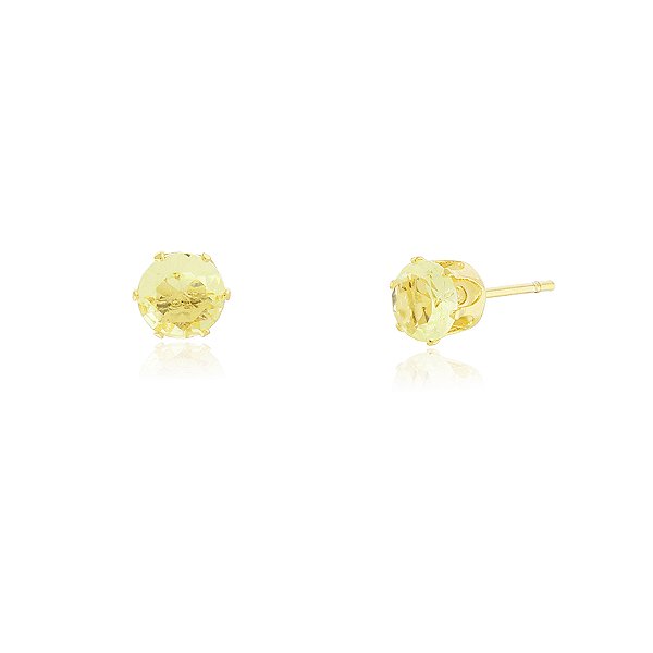Brinco zircônia oval folheada a ouro 18k