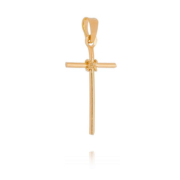 Cruz com nó lisa folheada a ouro 18k