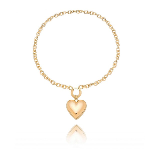 Gagantilha coração folheada a ouro 18k 40cm