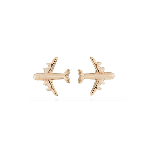 Brinco infantil avião folheado a ouro 18k
